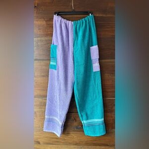 Towel pants purple and teal 14
